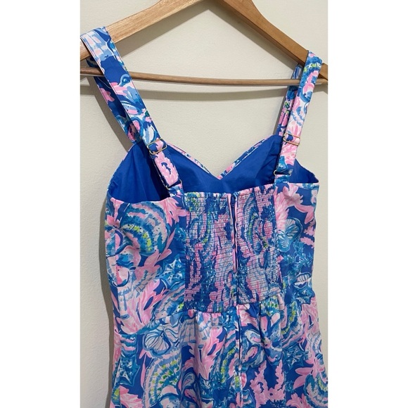 EUC Lilly Pulitzer Pink and Blue Floral Romper Mini Dress, Size 2 - Picture 11 of 16